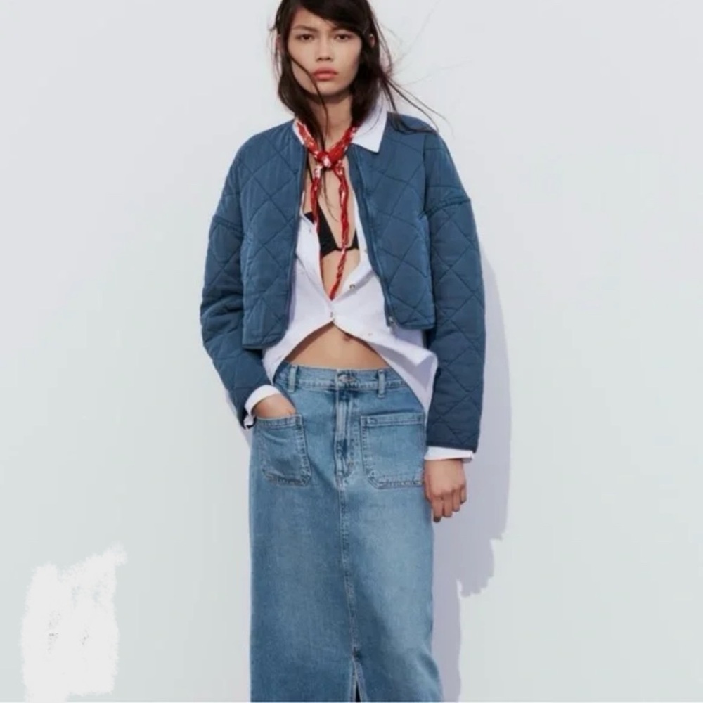 ZARA Women's Blue Quilted Jacket